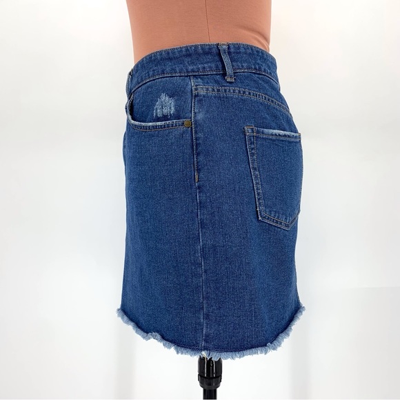 Roxy Icon Blue Denim Raw Edge Mini Skirt, XL - Picture 4 of 16